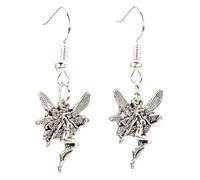 bluebubble FAIRY FOREST Silver Tinker Bell Pixie Charm Dangle Earrings on Gift Card