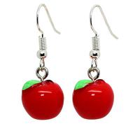 Bluebubble FEELIN FRUITY Red Apple Dangle Earrings on Gift Card