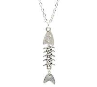 Bluebubble FISH BONE Skeleton Charm Necklace on Gift Card