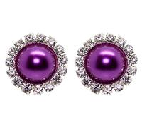 Bluebubble FOREVER Diamante Pearl Stud Earrings on Gift Card (Amethyst Purple)