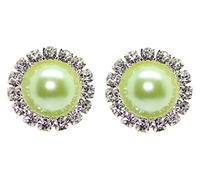 Bluebubble FOREVER Diamante Pearl Stud Earrings on Gift Card (Apple Green)