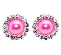 Bluebubble FOREVER Diamante Pearl Stud Earrings on Gift Card (Candy Rose pink)