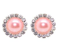 Bluebubble FOREVER Diamante Pearl Stud Earrings on Gift Card (Flower Girl Pink)