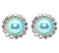Bluebubble FOREVER Diamante Pearl Stud Earrings on Gift Card (Frozen Blue)