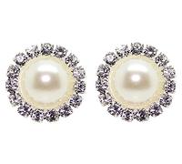 Bluebubble FOREVER Diamante Pearl Stud Earrings on Gift Card (Ivory Cream)
