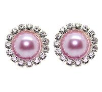 Bluebubble FOREVER Diamante Pearl Stud Earrings on Gift Card (Lilac Love)