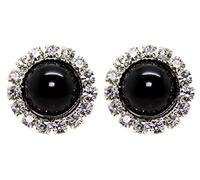 Bluebubble FOREVER Diamante Pearl Stud Earrings on Gift Card (Midnight Black)