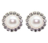 Bluebubble FOREVER Diamante Pearl Stud Earrings on Gift Card (Snow White)
