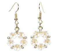 bluebubble FOREVER Pearl Flower Diamante Ring Charm Dangle Earrings on Gift Card