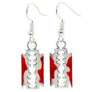 Bluebubble FRIGHT NIGHT Bloody Razor Blade Dangle Earrings on Gift Card