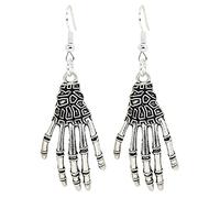 Bluebubble GOTHIC TALE Creepy Claw Halloween Skeleton Hand Earrings on Gift Card