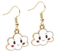 Bluebubble HELLO SUNSHINE Gold Plated Dangle Earrings on Gift Card (Happy Cartoon Cloud)