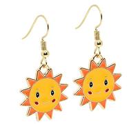 Bluebubble HELLO SUNSHINE Gold Plated Dangle Earrings on Gift Card (Smiling Summer Sun)