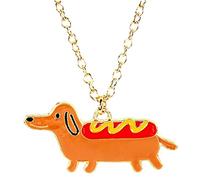 bluebubble HOT DOG Sausage Dog Charm Necklace on Gift Card