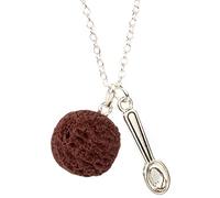 bluebubble ICE CREAM PARLOUR Ice Cream Scoop and Spoon Charm Necklace on Gift Card (Chocolate Brown)