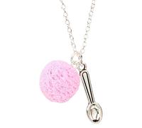 bluebubble ICE CREAM PARLOUR Ice Cream Scoop and Spoon Charm Necklace on Gift Card (Strawberry Pink)