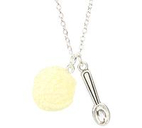bluebubble ICE CREAM PARLOUR Ice Cream Scoop and Spoon Charm Necklace on Gift Card (Vanilla Cream)