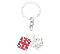 bluebubble KINGS CORONATION Celebration Keyring with Union Jack Flag & Royal Diamante Crown on Gift Card