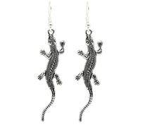 Bluebubble LOUNGE LIZARD Silver Dangle Earrings on Gift Card