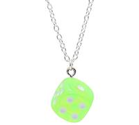 bluebubble Lucky DICE Neon Charm Necklace on Gift Card (Las Vegas Lime)