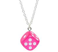 bluebubble Lucky DICE Neon Charm Necklace on Gift Card (Shake It Pink)