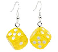 Bluebubble LUCKY DICE Neon Dangle Earrings on Gift Card (Magic Trick Yellow)