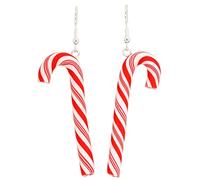 Bluebubble MERRY CHRISTMAS Cute Candy Cane Dangle Earrings on Gift Card