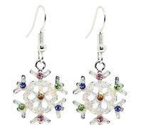 Bluebubble MERRY CHRISTMAS Diamante Snowflake Dangle Earrings on Gift Card