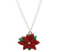 Bluebubble MERRY CHRISTMAS Glitter Poinsettia Flower Necklace on Gift Card