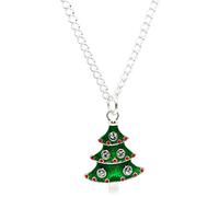 Bluebubble MERRY CHRISTMAS Green Diamante Tree Necklace on Gift Card