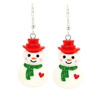 Bluebubble MERRY CHRISTMAS Happy Snowman Dangle Earrings on Gift Card