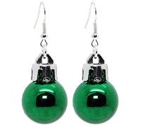 Bluebubble MERRY CHRISTMAS Metallic Bauble Dangle Earrings on Gift Card (Elf Green)