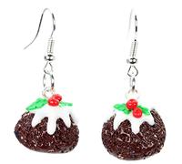 bluebubble MERRY CHRISTMAS Pudding Dangle Earrings on Gift Card