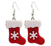 Bluebubble MERRY CHRISTMAS Snowflake Stocking Dangle Earrings on Gift Card