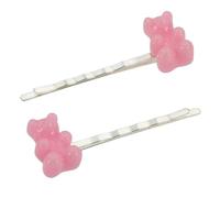 Bluebubble MY SWEET SHOP Gummy Bear Silver Hair Clip Slide Pin on Gift Card (Sugar Pink)