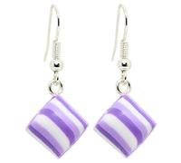 Bluebubble MY SWEET SHOP Rock Candy Dangle Earrings on Gift Card (Parma Violet Purple Stripe)