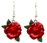 Bluebubble MY TATTOO Red Rose Dangle Earrings on Gift Card