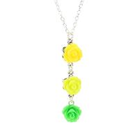 bluebubble OMBRE Rose Bud Wedding Flower Necklace on Gift Card (Lemon & Lime - Yellow, Lime & Emerald Green)