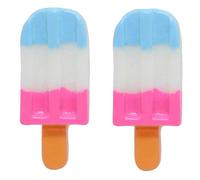 Bluebubble POPSICLE PARTY Rainbow CLIP ON Earrings on Gift Card (Candy Pop Ice Cream (Blue White Pink))