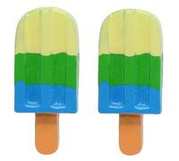 Bluebubble POPSICLE PARTY Rainbow CLIP ON Earrings on Gift Card (Cool Fruit Crush (Lemon Sorbet Green Blue))