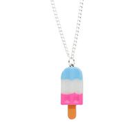 Bluebubble POPSICLE PARTY Rainbow Lolly Charm Necklace on Gift Card (Candy Pop Ice Cream (Blue White Pink))