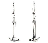 Bluebubble RAGE ROOM Silver Dangle Drop Earrings on Gift Card (Claw Hammer)