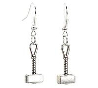 Bluebubble RAGE ROOM Silver Dangle Drop Earrings on Gift Card (Thor Hammer)