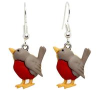 Bluebubble ROCKING ROBIN Red Breast Dangle Earrings on Gift Card