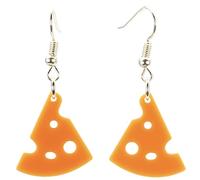 bluebubble SAY CHEESE Dangle Earrings on Gift Card (Red Leicester Orange Colour)