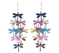 bluebubble SECRET GARDEN Dragonfly Cluster Dangle Earrings on Gift Card (Summer Rainbow Mix)