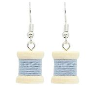 Bluebubble SEW SWEET Bobbin Cotton Reel Dangle Earrings on Gift Card (Sky Blue)