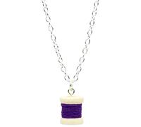 bluebubble SEW Sweet Bobbin Cotton Reel Necklace on Gift Card (Funky Purple)