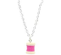 bluebubble SEW Sweet Bobbin Cotton Reel Necklace on Gift Card (Hot Pink)