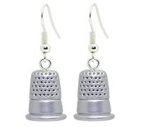 Bluebubble SEW SWEET Dangle Earrings on Gift Card (Lucky Thimble (Silver))